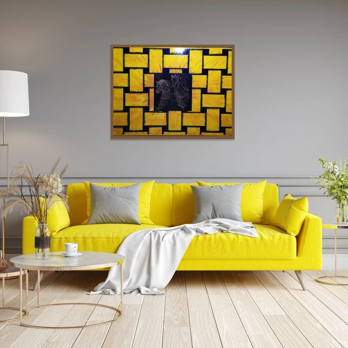 Opus VI: Galloping Inferno – dynamic abstract painting with fiery motion and energetic equine‑inspired forms by Sotiris Christodoulou