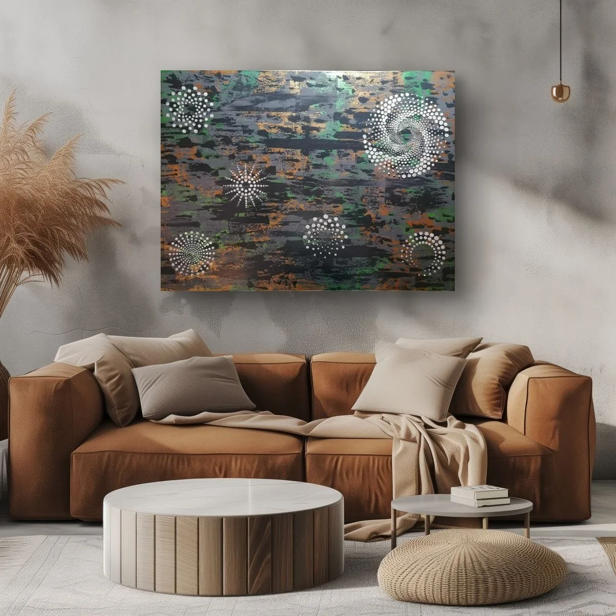 Opus X: Emerald Constellation Grove – abstract painting with emerald green constellations and atmospheric cosmic landscape by Sotiris Christodoulou