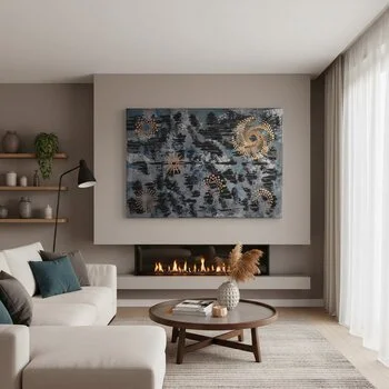 Opus VIII: Nocturnal Constellations – dark cosmic abstract painting with star‑like dots and night sky patterns by Sotiris Christodoulou