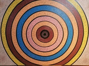 Opus XIII: Infinite Chromatic Orbit – cosmic abstract painting with vibrant circular patterns by Sotiris Christodoulou Studio 2.jpeg