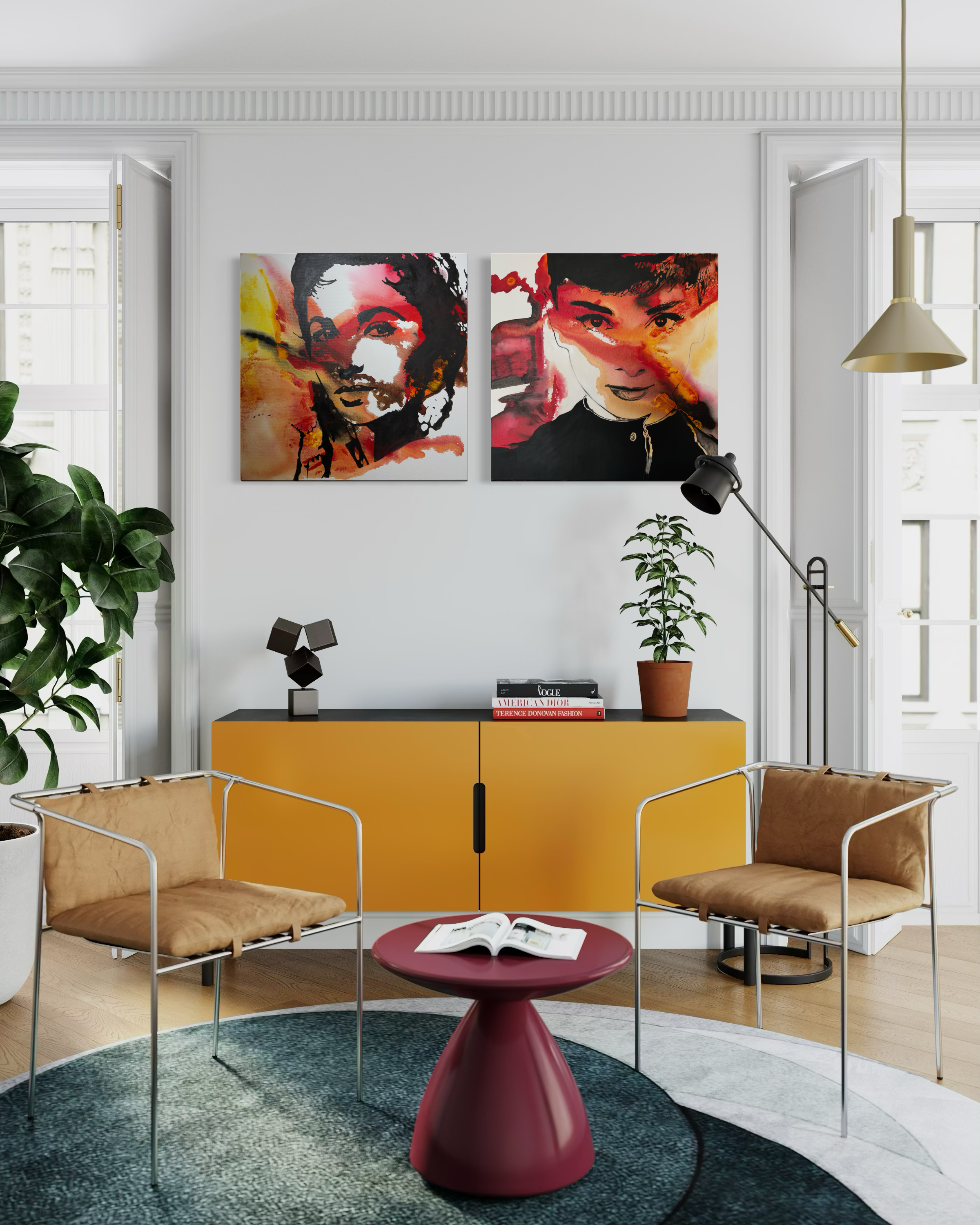 Vibrant Duo: Acrylic Canvas Set