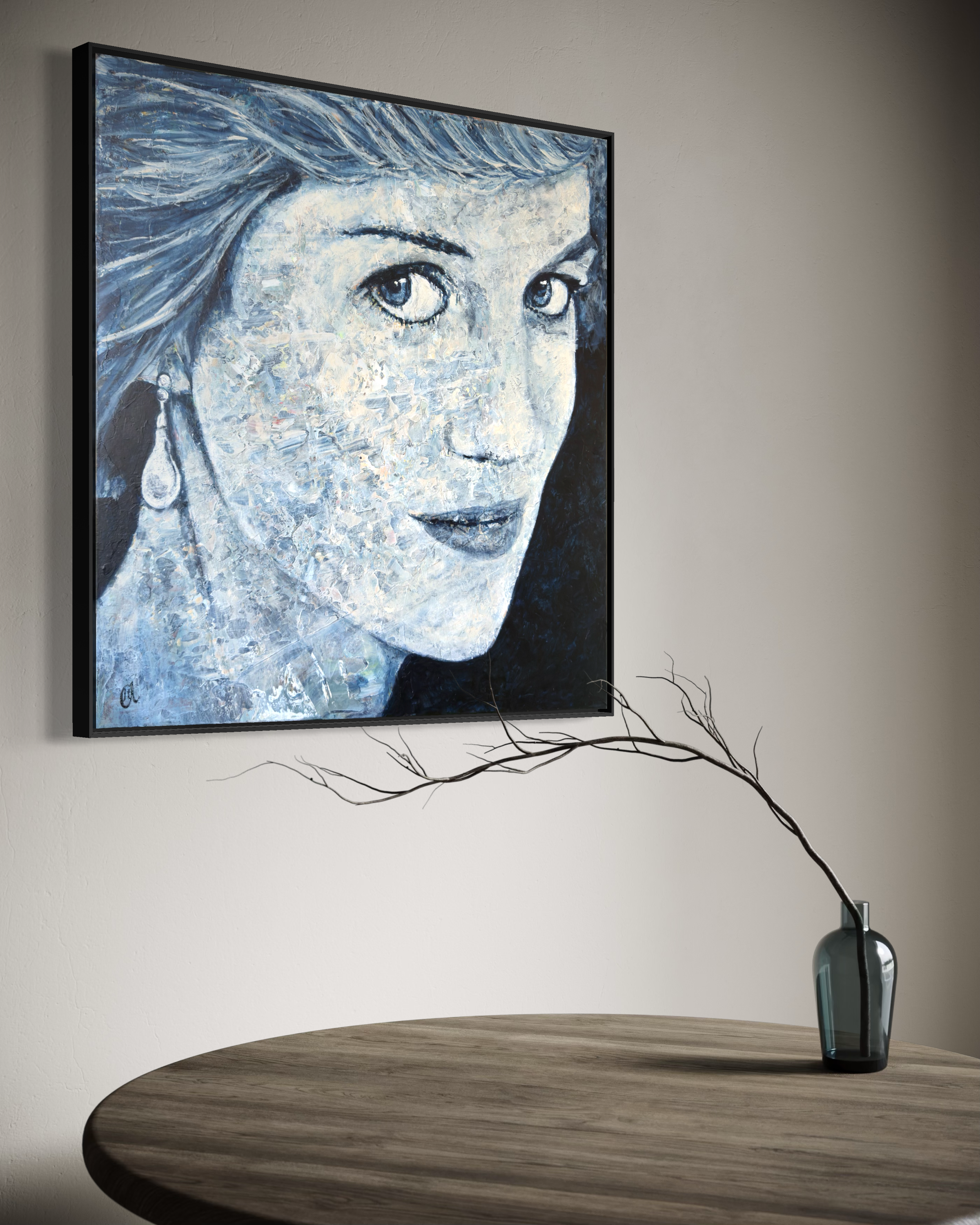Princess_Diana_2316.png elegant portrait in acrylics on cotton canvas of the elegant and beautiful Princess Diana