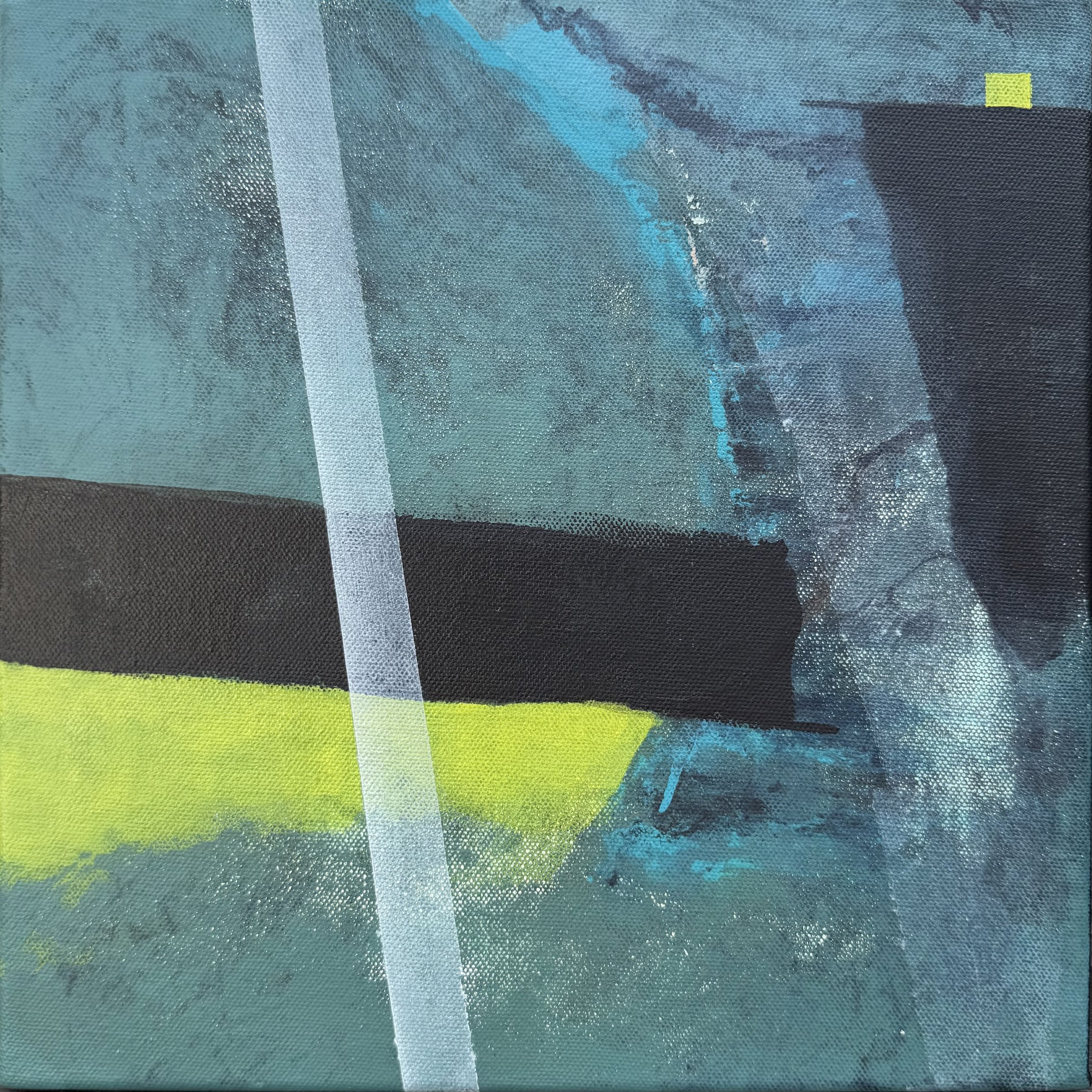 Under_Ice_1.jpeg abstract turquoise and cool blues.  A trio of 3 12x12 inch cotton canvas Original art work for sale