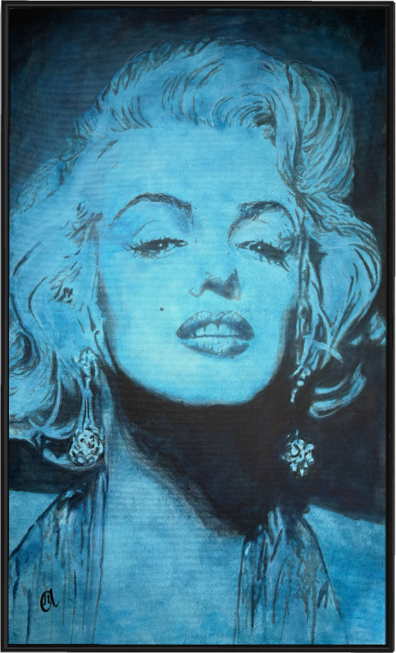 Marilyn_Monroe_Blue1.png Marilyn Monroe : Blue  Acrylic on cotton canvas . Portrait in blues featuring the iconic Marilyn Monroe  Cotton canvas Contemporary modern Art portrait