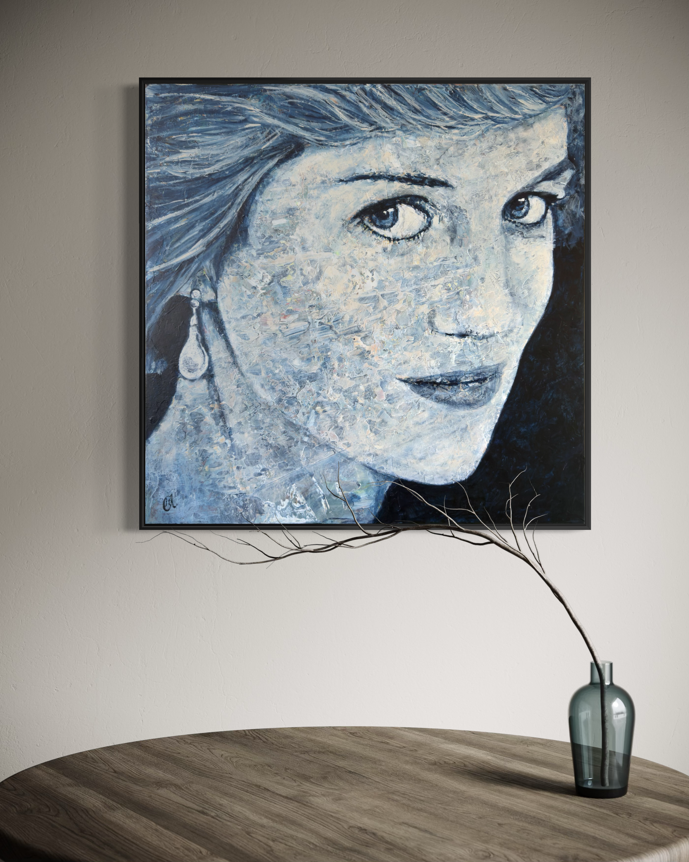 Princess_Diana_2314.png elegance and beautiful Princess Diana on this 30x30” canvas with blue tones