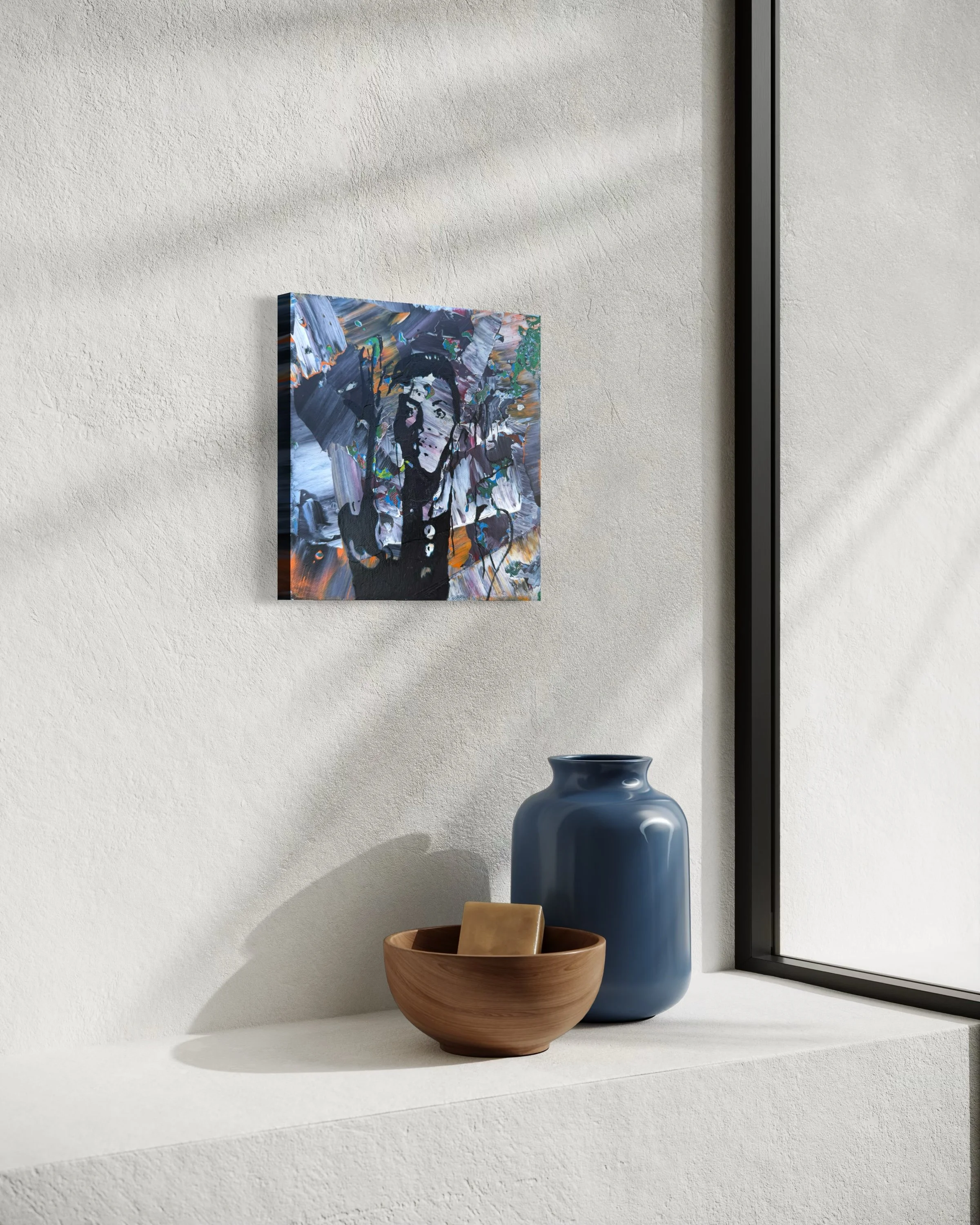 prince 3.JPG  8x8 inch cotton canvas small abstract portrait of the artist Prince . Purple dominates with an array of other bold colours. contemporary original artwork