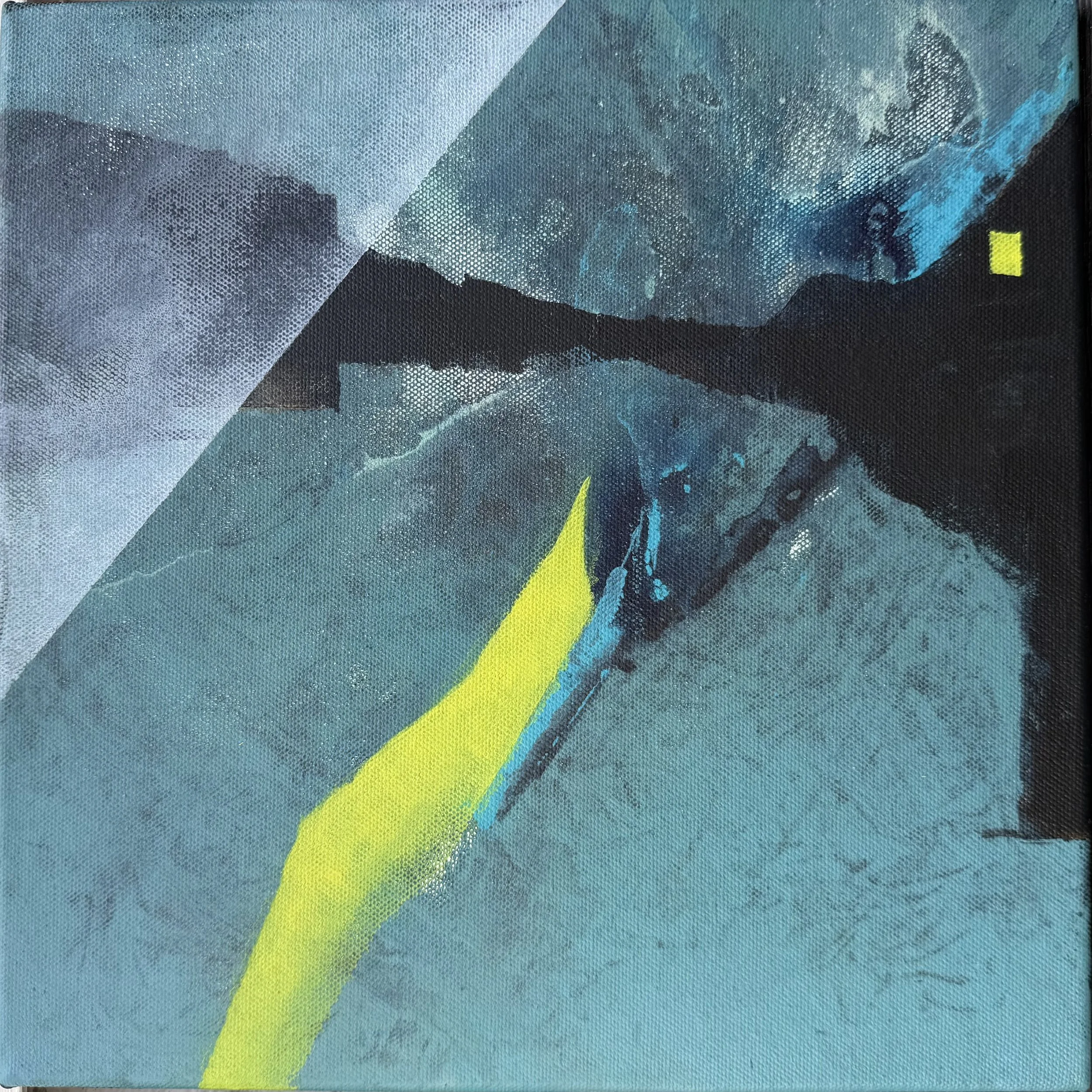 Under_Ice_2.jpeg abstract turquoise and cool blues.  A trio of 3 12x12 inch cotton canvas.Original art work for sale