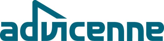 Advanced logo with stylized text and graphical element in blue.