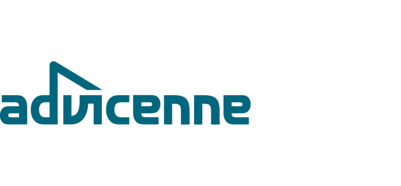 Logo of a company with a stylized blue mountain and the word 'advisene' in lowercase blue letters.