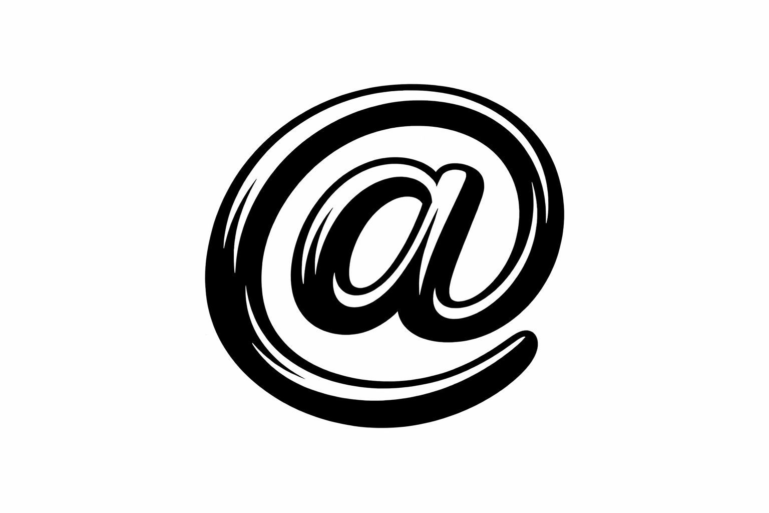 Une illustration en noir et blanc d'un symbole '@' stylisé.