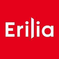 Logo rouge avec le texte blanc 'Ericia'