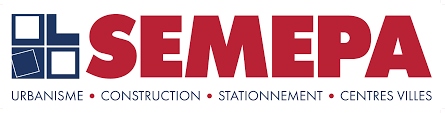 Logo de SEMEPA avec segments sur urbainisme, construction, stationnement et centres-villes