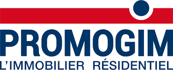Logo de promotion immobilière avec le texte 'PROMOGIM' et 'L'IMMOBILIER RÉSIDENTIEL' en dessous