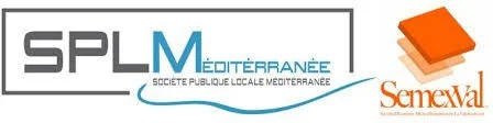 Logos de SPL M Méditerranée, Semewal, et Société Publique Locale Méditerranéenne