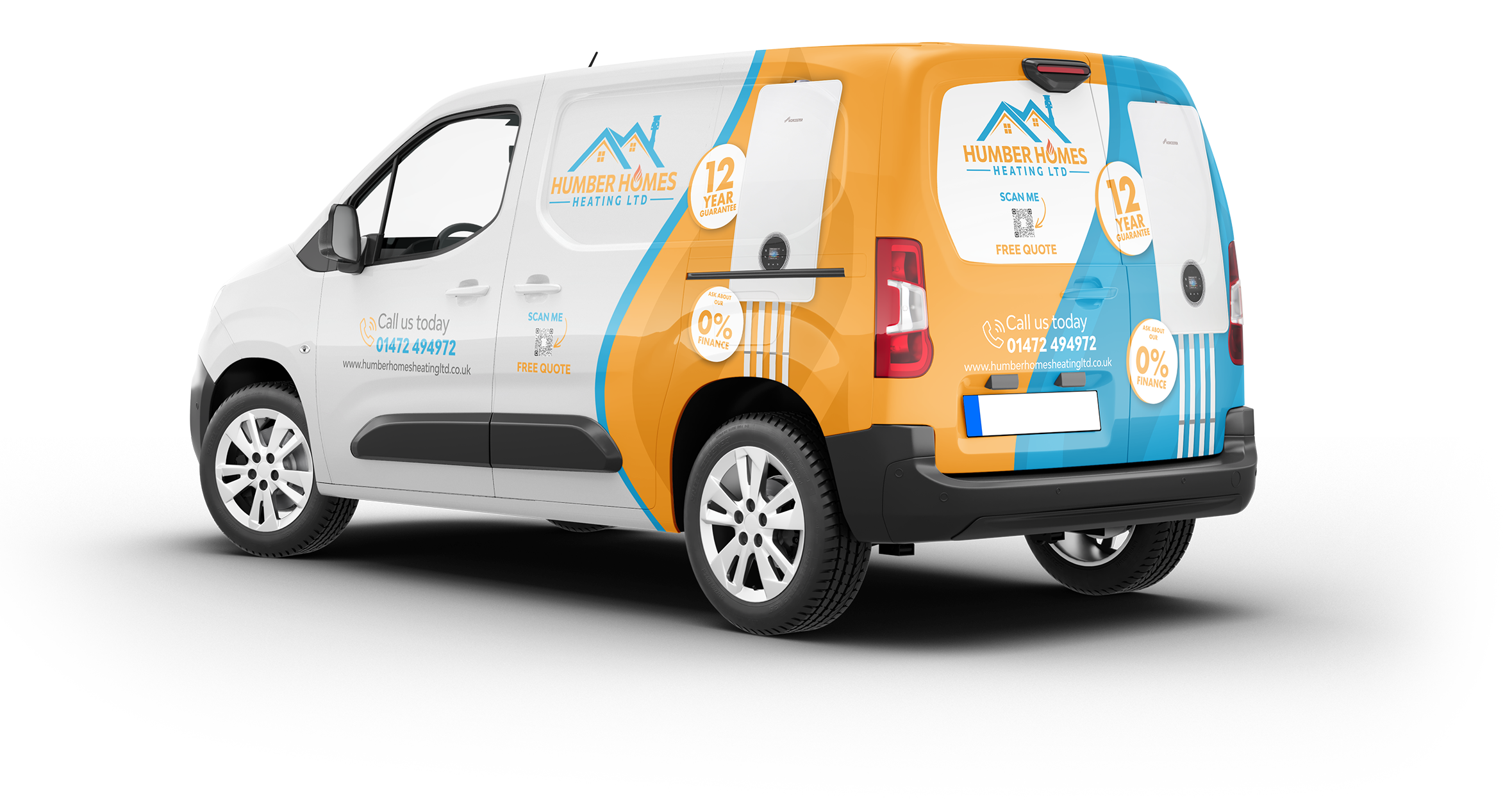 3D render of custom vehicle half wrap design