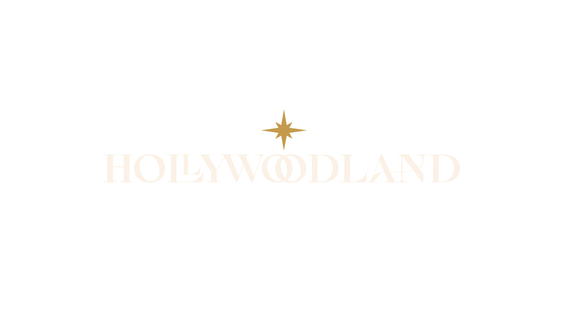 Logo for Hollywoodland featuring a gold star and stylized text.