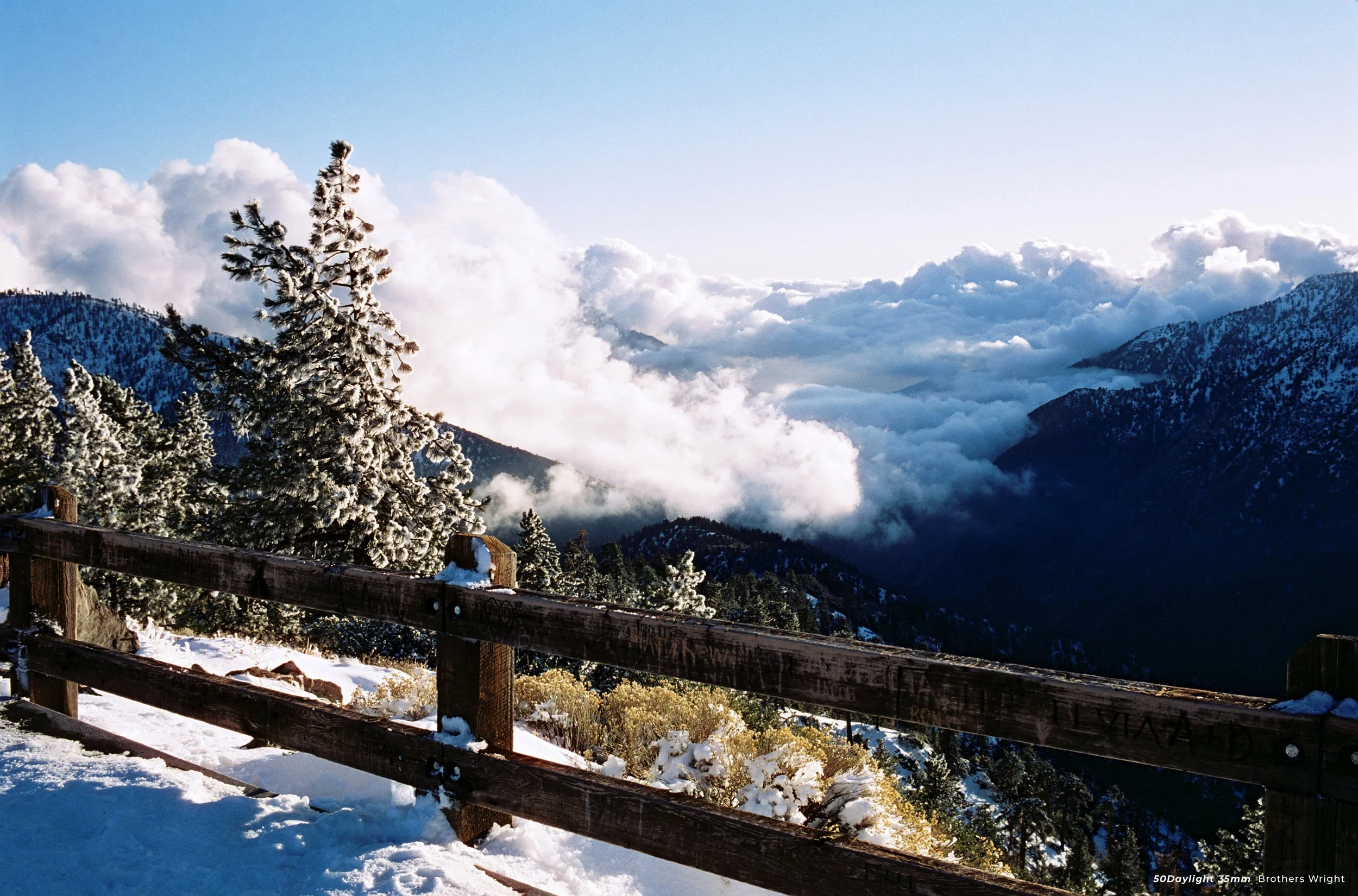 cinestill 50D sample photo of mountain landscape with snow
