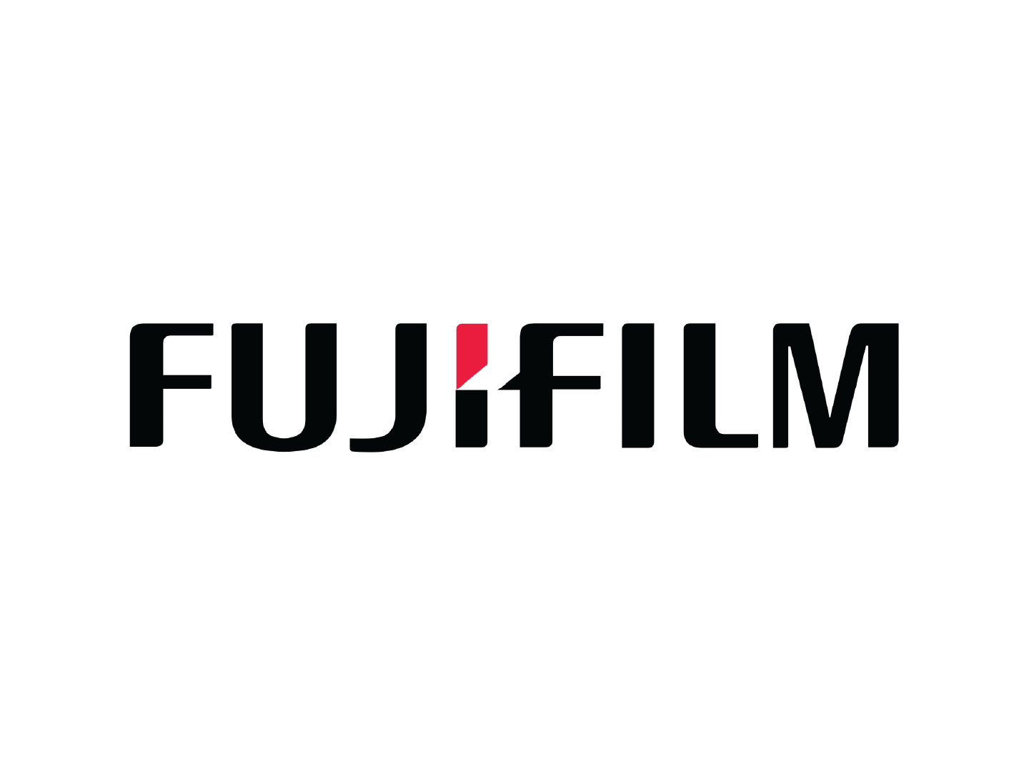 Fujifilm logo with black text and a red accent on the letter J