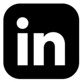 LinkedIn logo with black background and white lowercase letters 'in'.