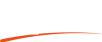A minimalist abstract design with curved orange and black lines on a white background.