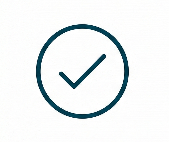 Checkmark inside a circle indicating completion or approval.