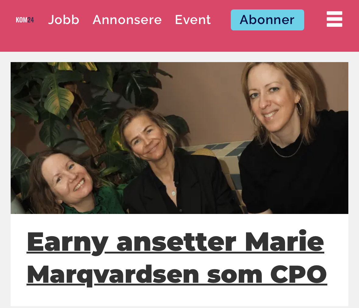 Marie Marqvardsen ny CPO i Earny