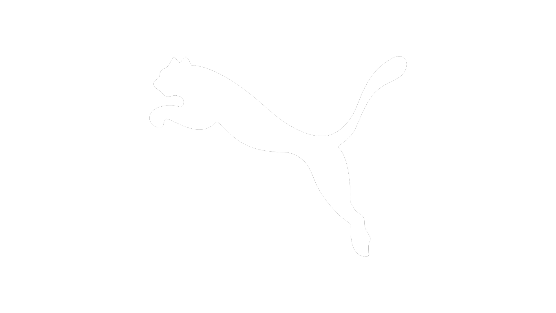 A black background with a white silhouette of a leaping puma or cougar.
