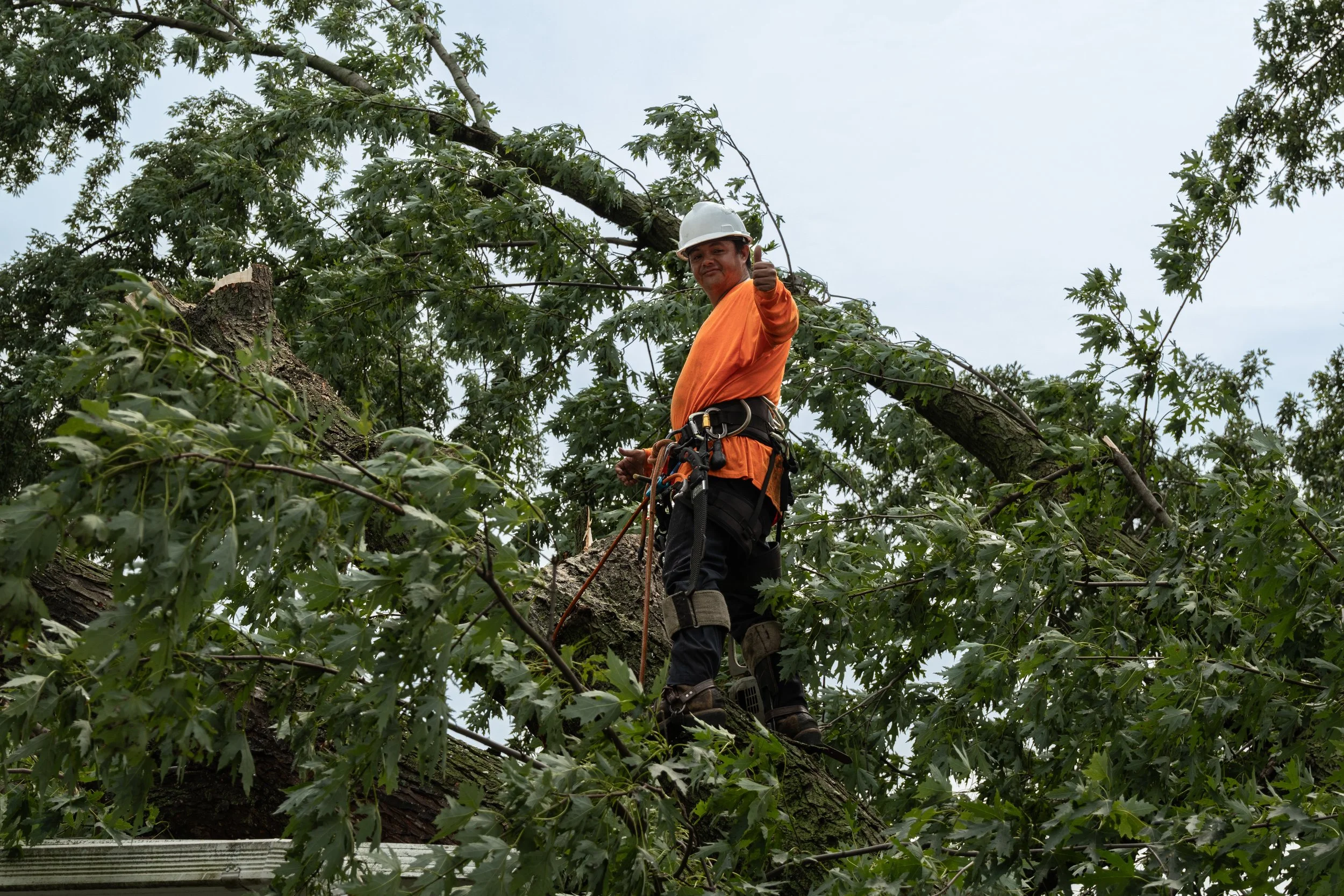 Jose Malaton gives a thumbs up to his crew on Wednesday, Aug. 12, 2026.