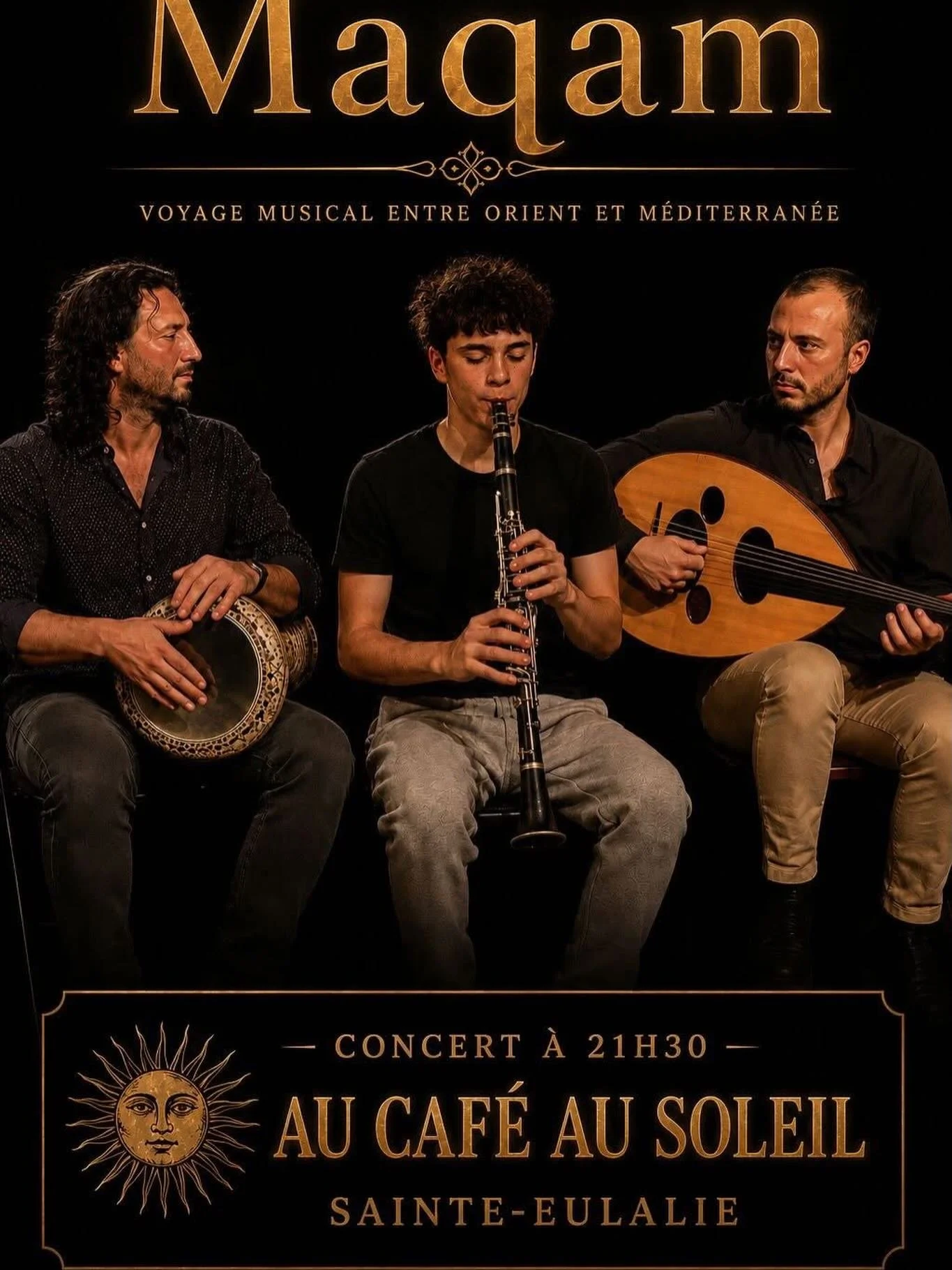 Ce vendredi soir 

Voyage musical entre orient et m&eacute;diterann&eacute;e

Repas du monde syrien-turc concot&eacute; par la cheffe Marie &agrave; partir de 20h &mdash; 25 &euro; par personne, sur r&eacute;servation.
Suivi d&rsquo;un concert &agrav