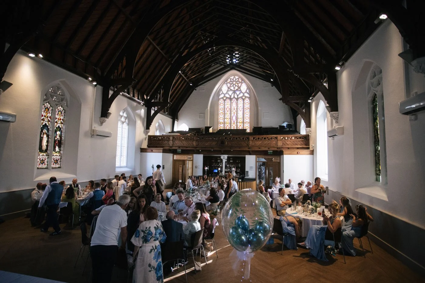 cornerstone great hall during a wedding reception with busy tables
