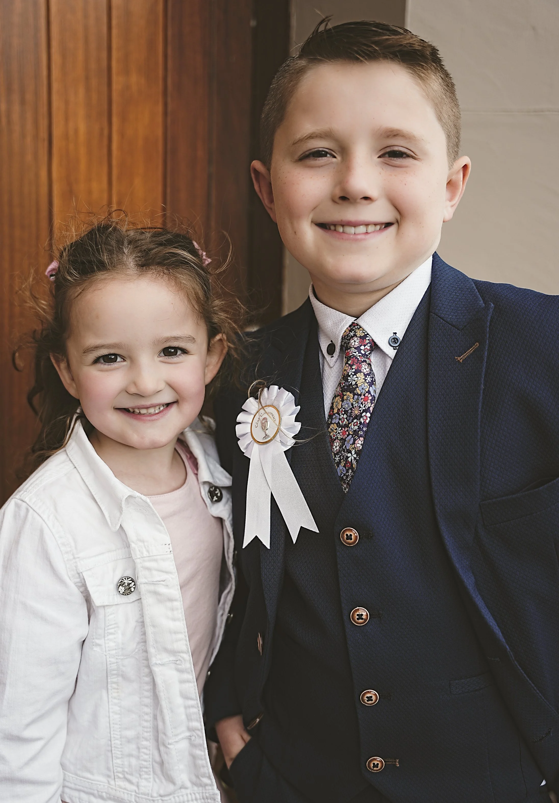 A portrait of young girl and boy after their first holy communion in Ballyheigue, Co.Kerry