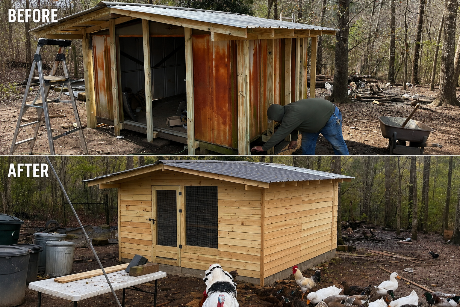 Old rusty shed framed & converted