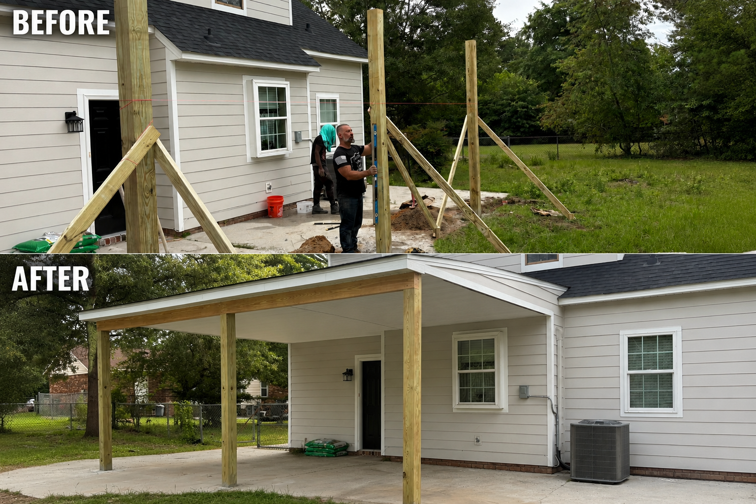 Patio Build before & after oicture