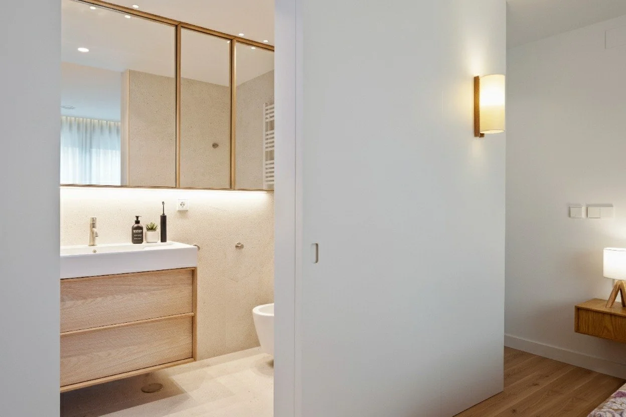 En Casa MM apostamos por los colores claros en los ba&ntilde;os para llenarlos de luz, el tono equilibrado de la cer&aacute;mica que contrasta con la madera de roble de los muebles nos encanta!

#reformas #decoracion #bañosmodernos #obras #reformasi