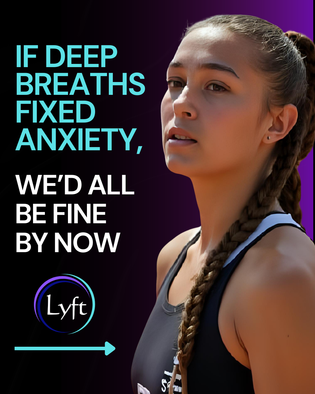 Lyft Counselling social media post sharing mental health tips, mindset strategies, and performance advice for athletes, kids, and adults
