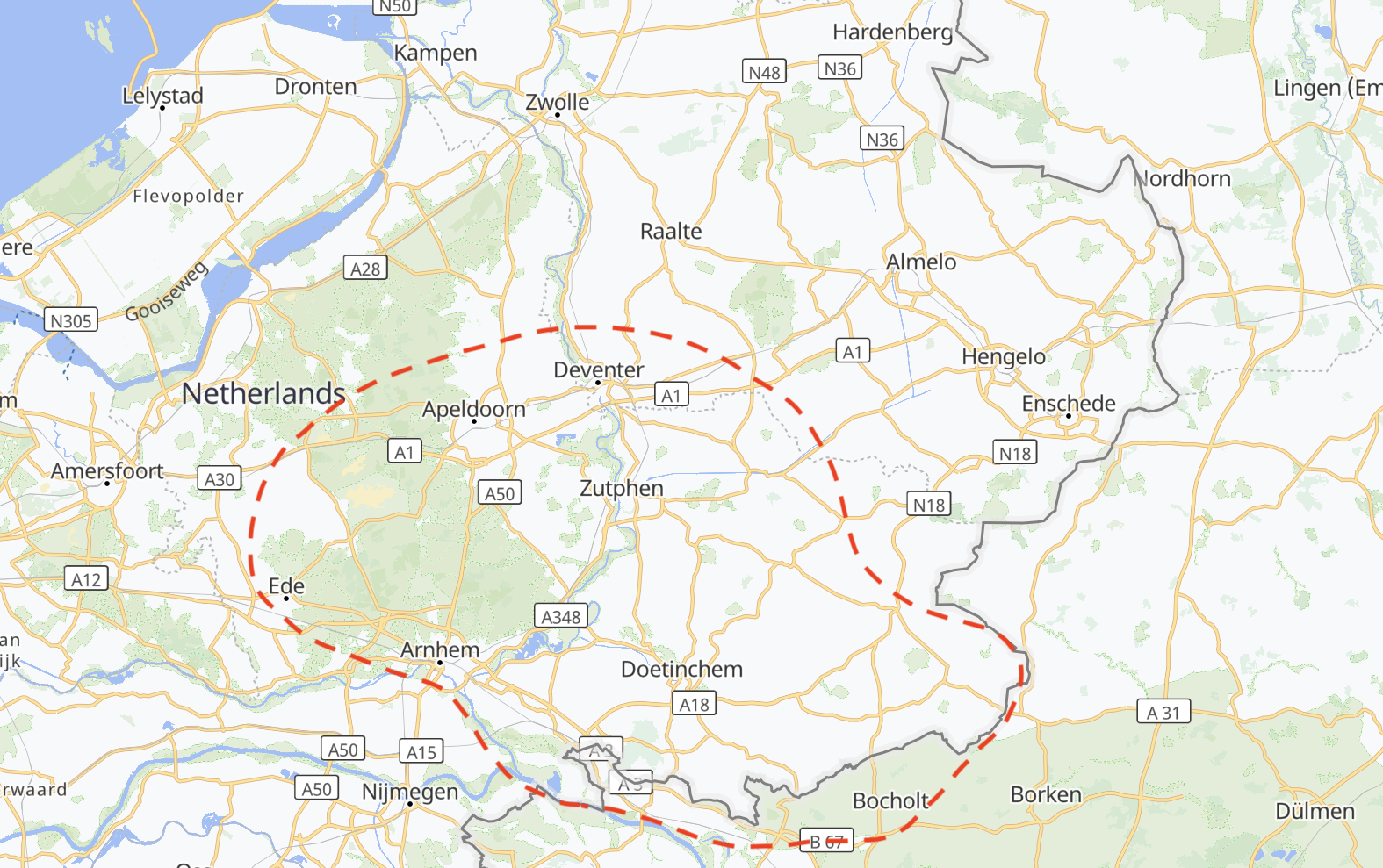Werkgebied, regio van natuurlijk bekapper, hoefverzorger, hoefbekapper, hoefsmid Chris van Seters. Achterhoek, Arnhem, Veluwe, Ede, Apeldoorn, Doetinchem, Winterswijk, Montferland, Kleef, Emmerich. Ook: Haarlem, Wassenaar, Voorschoten, Den Haag.