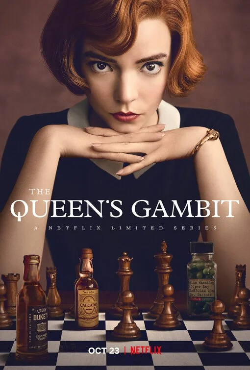 Official poster for Netflix limited series The Queen’s Gambit, featuring Anya Taylor-Joy as Beth Harmon.