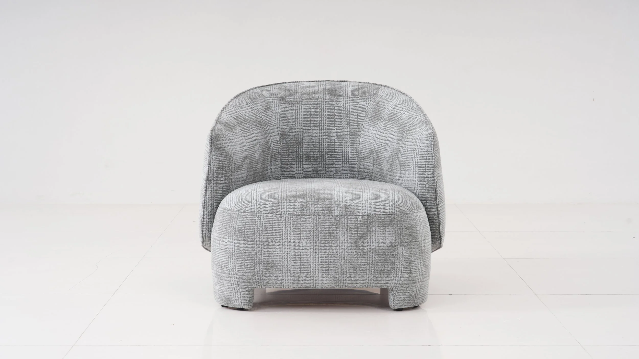 Plaid Upholstered Lounge Chair