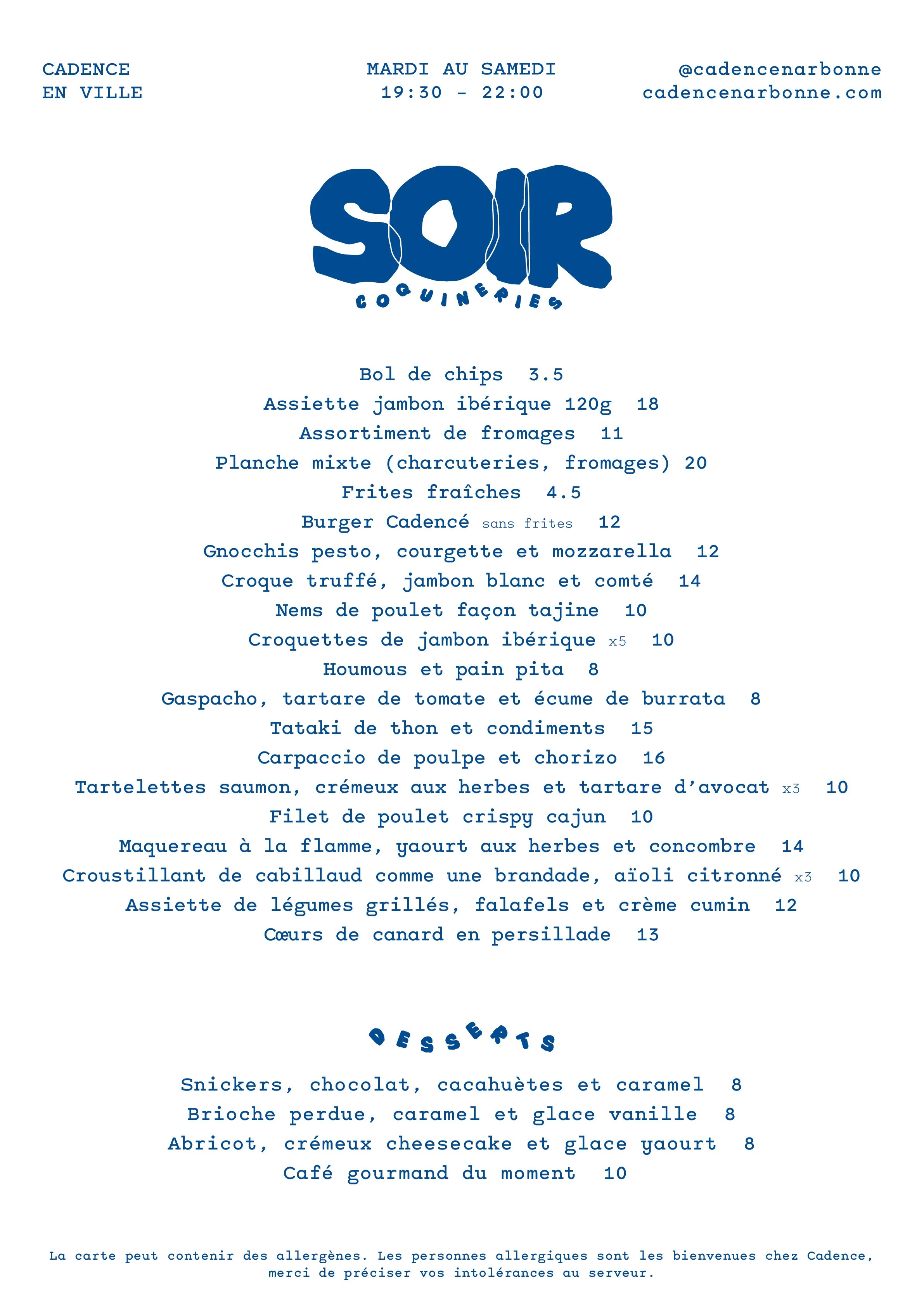 carte de tapas