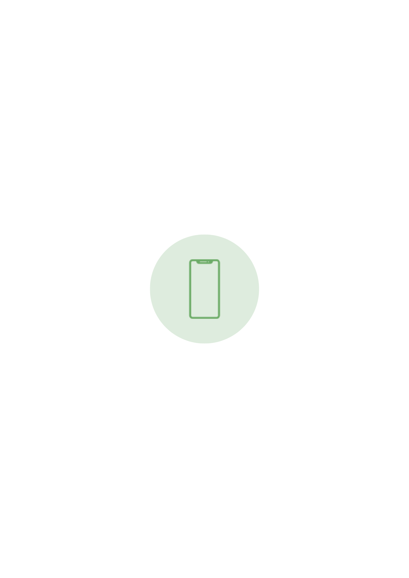 A simple illustration of a green circle with a green mobile phone in the center.