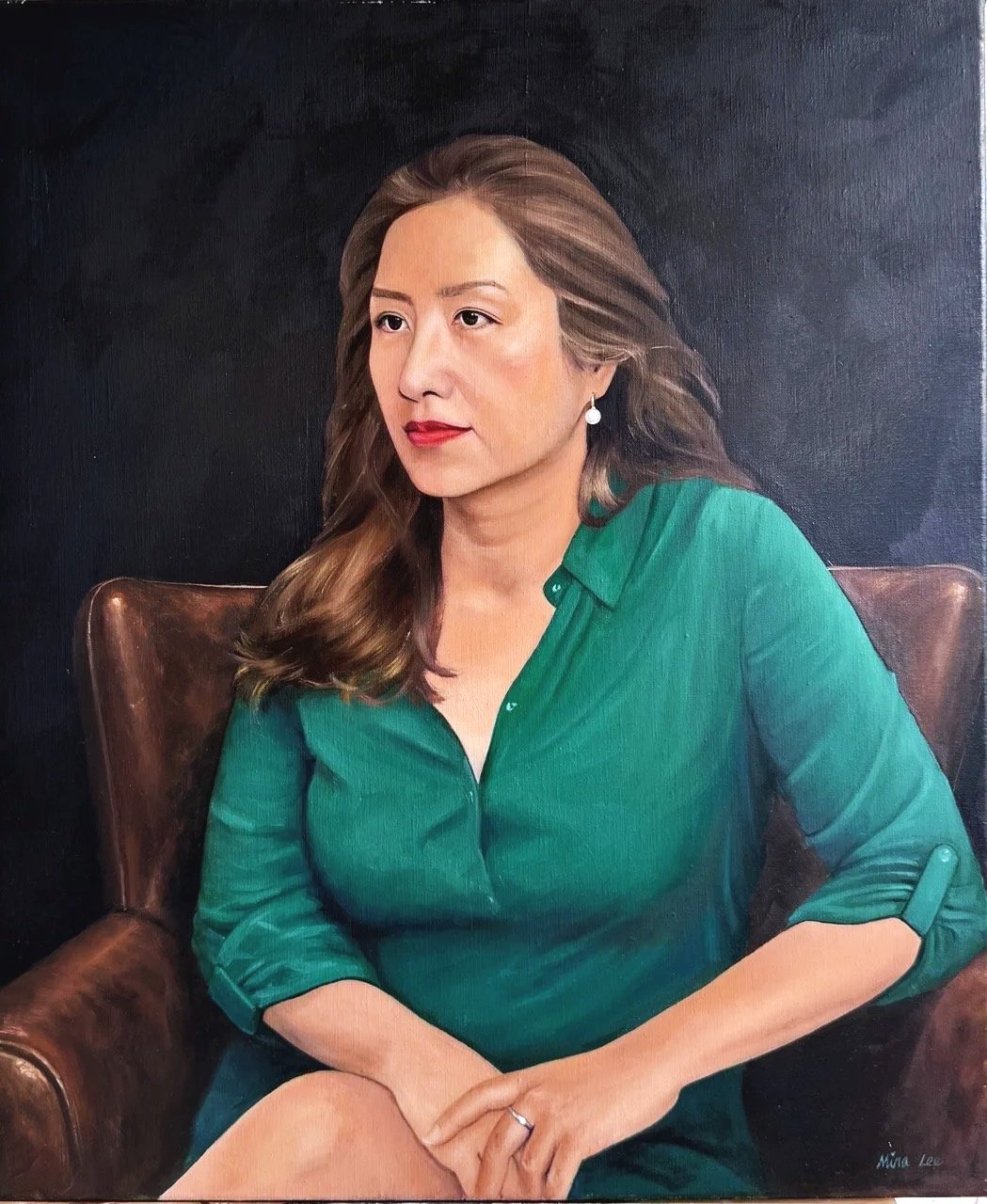 self portrait oil painting by art award winner Mina Lee