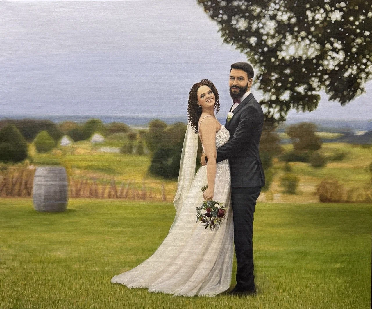 A stunning live wedding oil painting masterpiece by 3-time award winner Mina in Sydney.