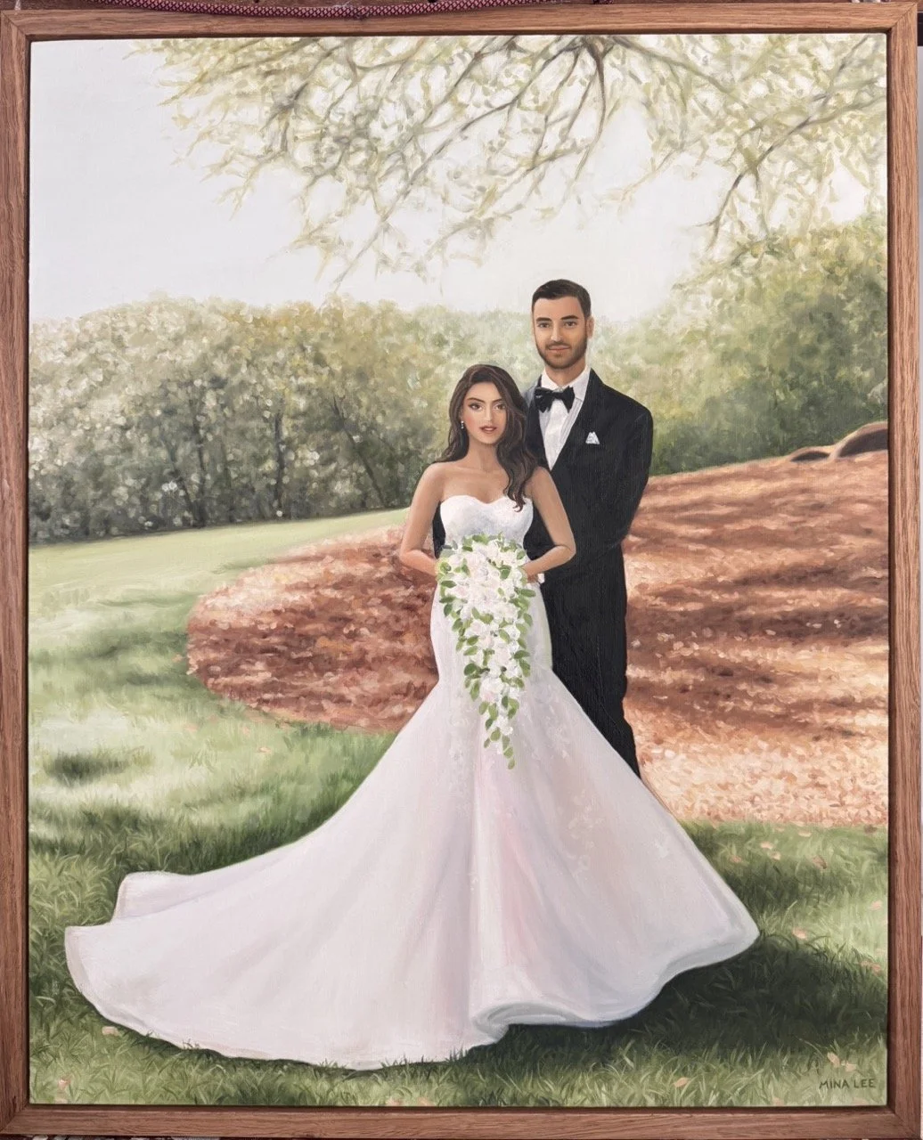 live wedding painting with floating frame display
• live wedding painting in Sydney reception scene
• bride and groom live painted oil artwork
• fine art wedding painting by Mina Lee
• wedding painter working live at Sydney venue