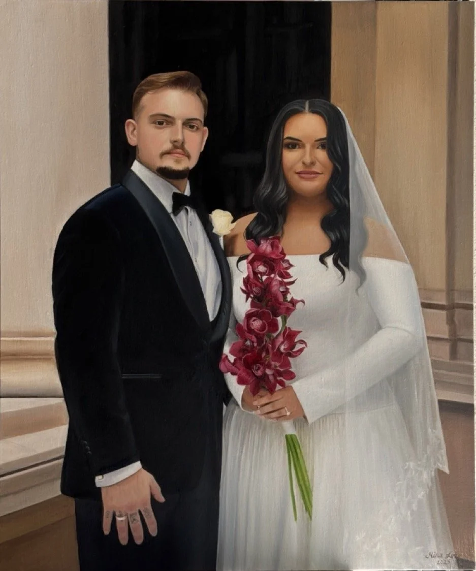 live wedding painting with floating frame display
• live wedding painting in Sydney reception scene
• bride and groom live painted oil artwork
• fine art wedding painting by Mina Lee
• wedding painter working live at Sydney venue