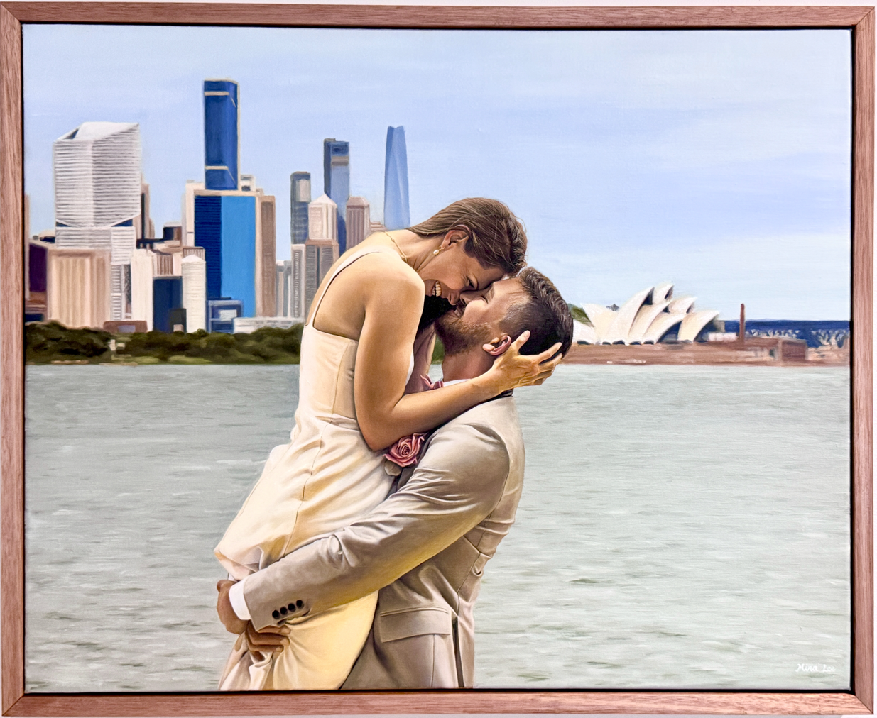 A stunning live wedding oil painting masterpiece by 3-time award winner Mina in Sydney.