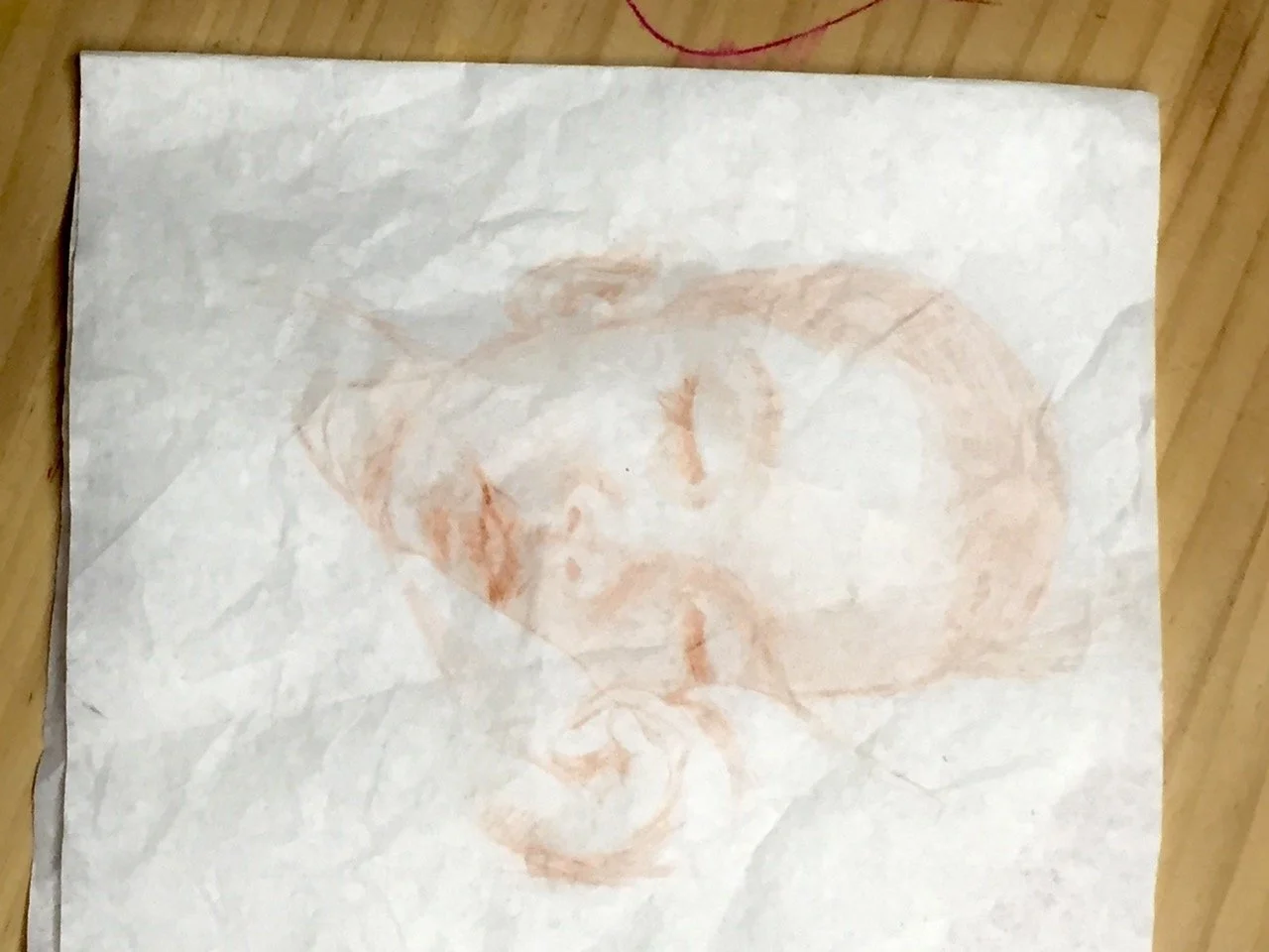In the emergency room, heartbroken yet moved by how beautiful my sleeping son looked, I found a tiny broken crayon on the floor and drew him on a restroom paper towel. btw he had flu.