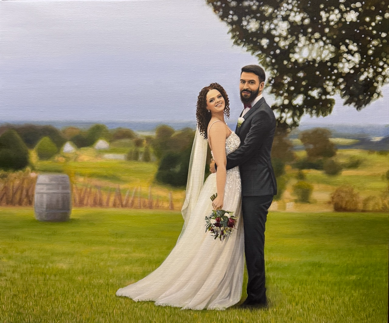 live wedding painting with floating frame display
• live wedding painting in Sydney reception scene
• bride and groom live painted oil artwork
• fine art wedding painting by Mina Lee
• wedding painter working live at Sydney venue