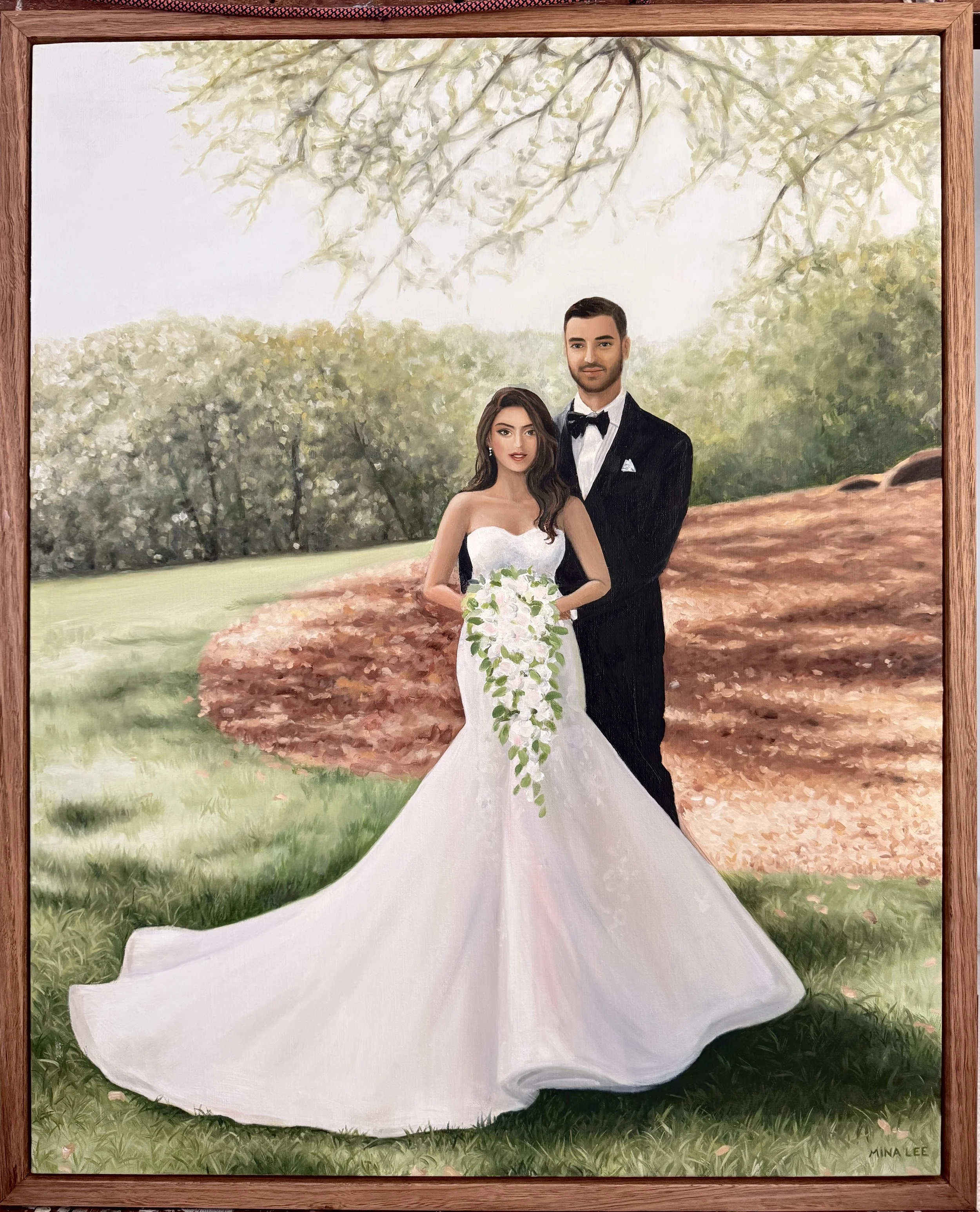 A stunning live wedding oil painting masterpiece by 3-time award winner Mina in Sydney.