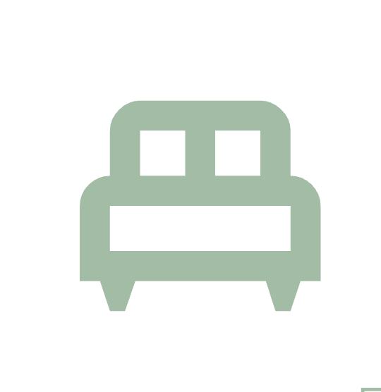 Minimalist icon of a bed with two pillows.