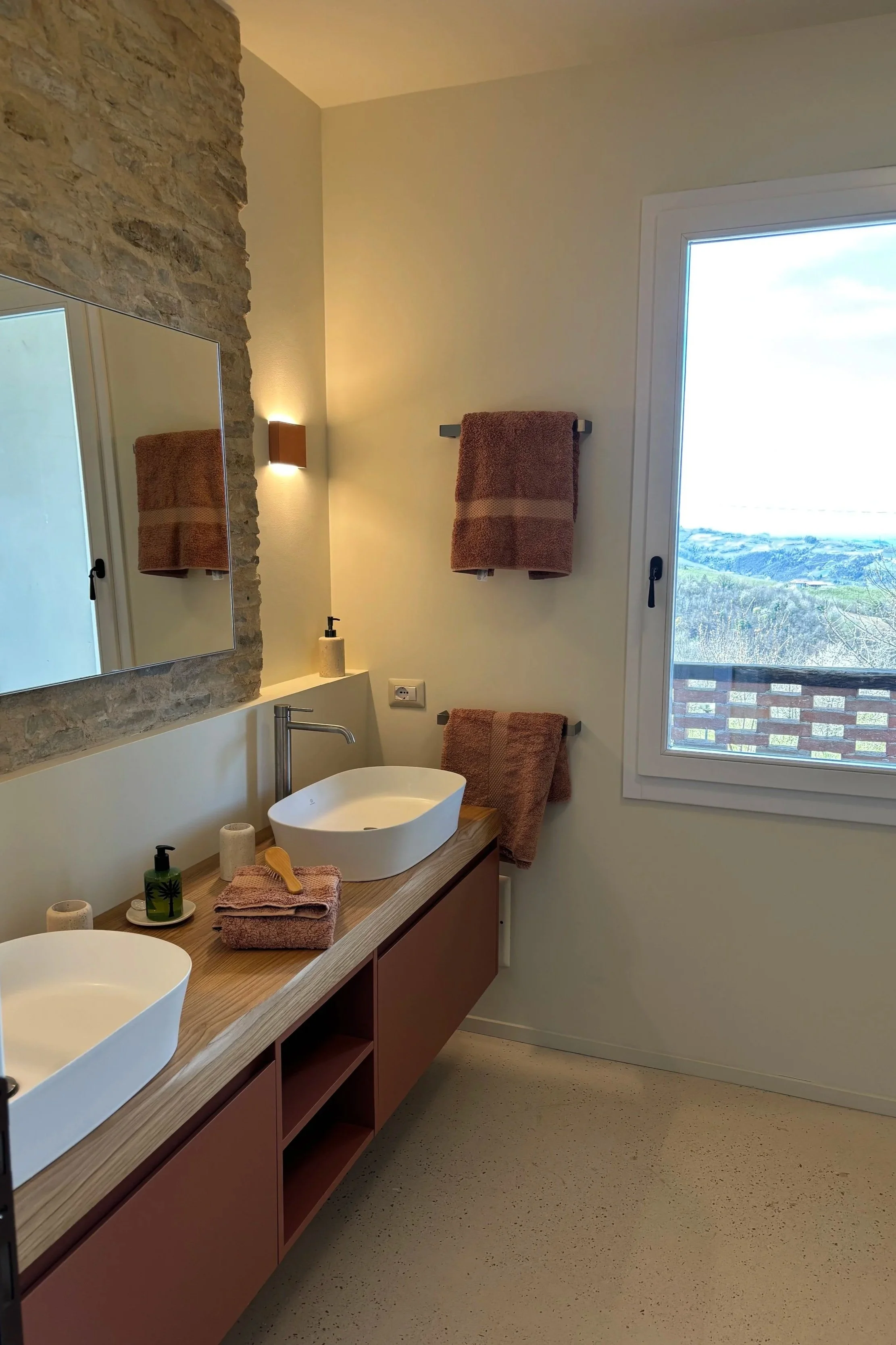 Loft bathroom terracotta shades